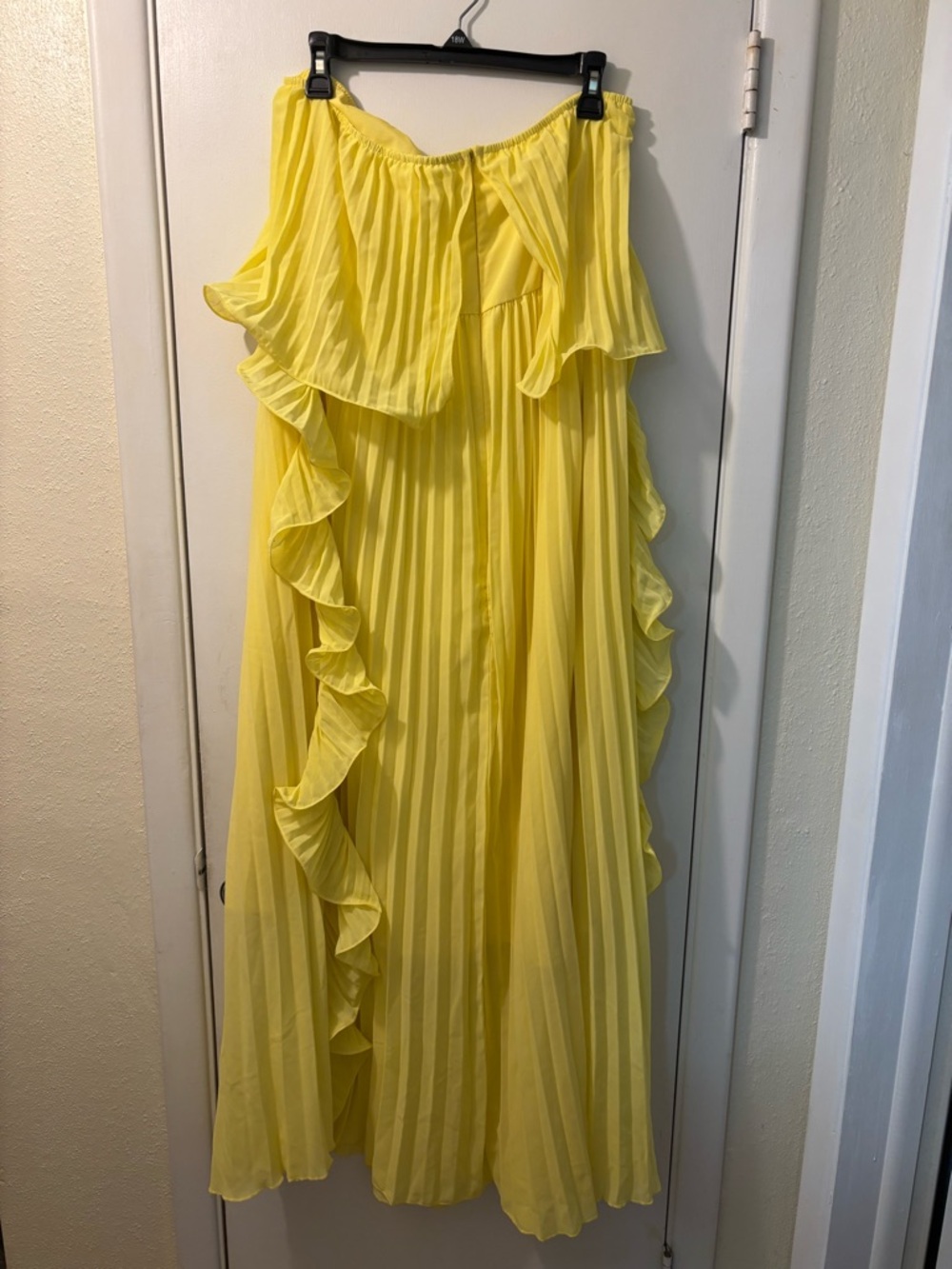 Strapless Yellow Ruffle Maxi Dress - Picture 3 of 4